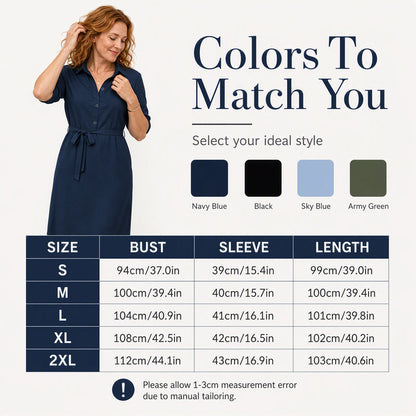 ✨Women's 3/4 Sleeve Shirt Dress with Belt– Effortless Elegance & Flattering Style 🤍