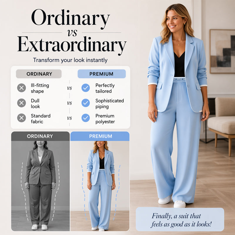 ✨🛍️Fresh Drop - Blazer & Wide-Leg Pant Suit – Clean Lines & Breezy Comfort for Confident All-Day Wear