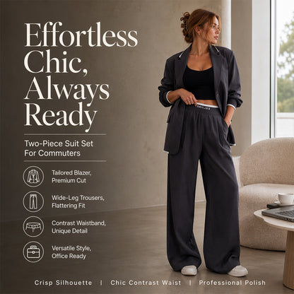 ✨🛍️Fresh Drop - Blazer & Wide-Leg Pant Suit – Clean Lines & Breezy Comfort for Confident All-Day Wear