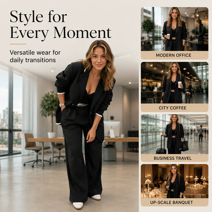 ✨🛍️Fresh Drop - Blazer & Wide-Leg Pant Suit – Clean Lines & Breezy Comfort for Confident All-Day Wear