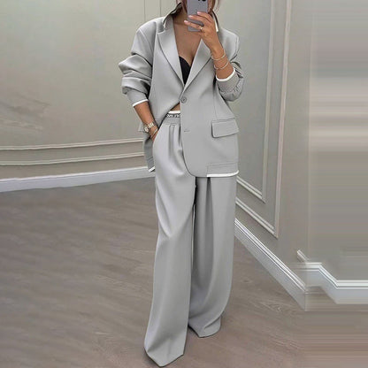 ✨🛍️Fresh Drop - Blazer & Wide-Leg Pant Suit – Clean Lines & Breezy Comfort for Confident All-Day Wear