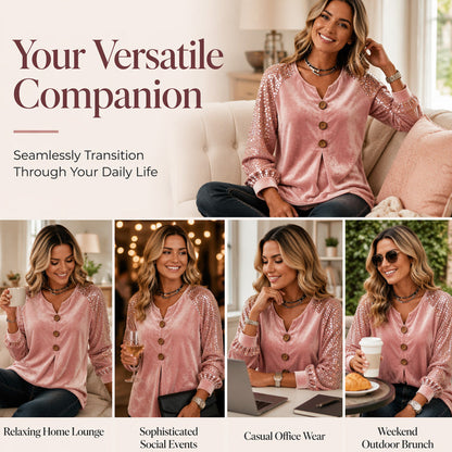 ⌛Limited-Time Offer-Women's Casual Velvet Long Sleeve Top
