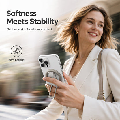 📱 Magnetic Phone Ring Holder with Finger Strap– Strong Hold, Soft Comfort & Hands-Free Freedom ✨