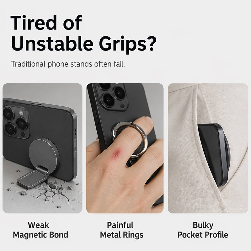 📱 Magnetic Phone Ring Holder with Finger Strap– Strong Hold, Soft Comfort & Hands-Free Freedom ✨