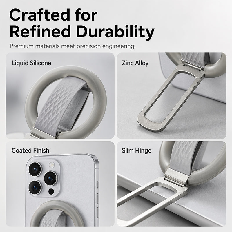 📱 Magnetic Phone Ring Holder with Finger Strap– Strong Hold, Soft Comfort & Hands-Free Freedom ✨