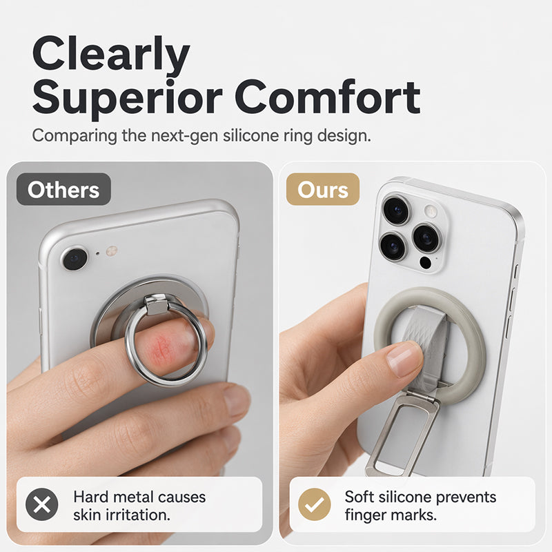 📱 Magnetic Phone Ring Holder with Finger Strap– Strong Hold, Soft Comfort & Hands-Free Freedom ✨