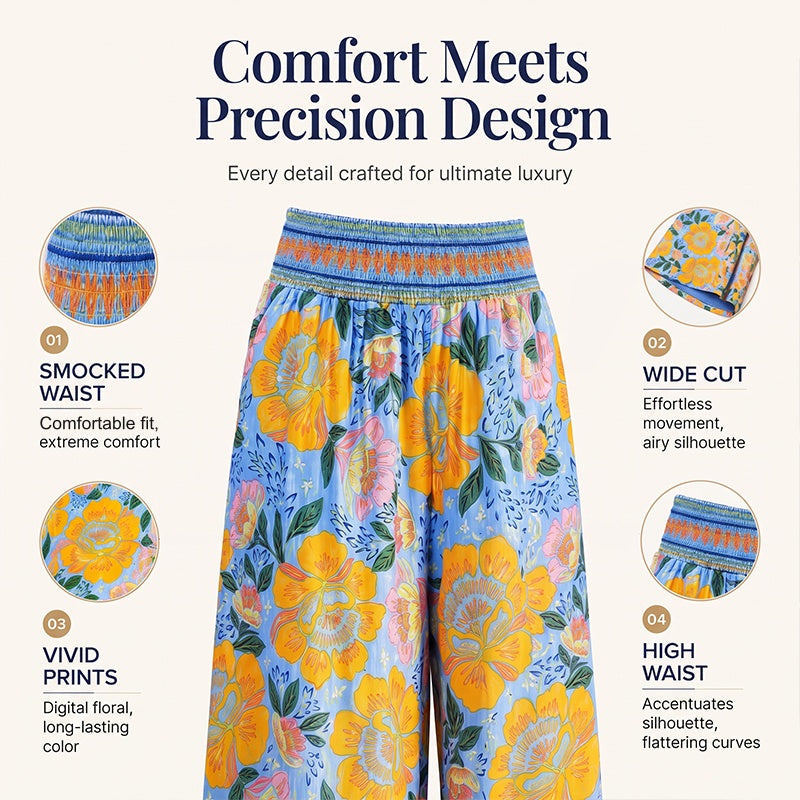 Women's Floral Print High-Waisted Wide-Leg Pants