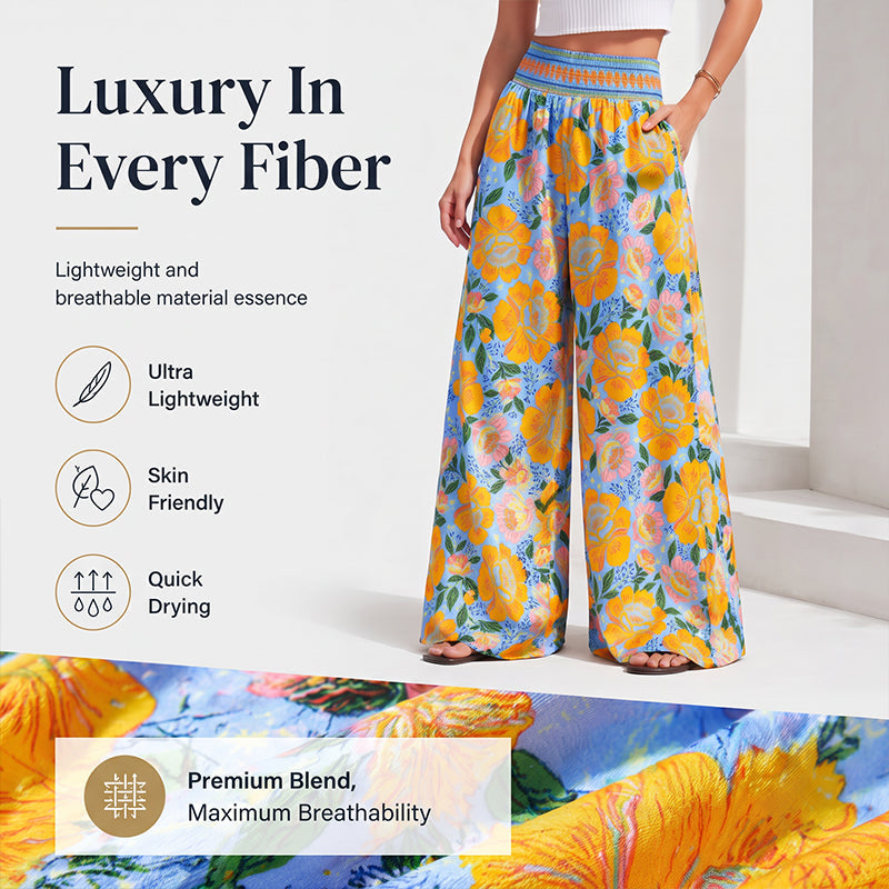 Women's Floral Print High-Waisted Wide-Leg Pants