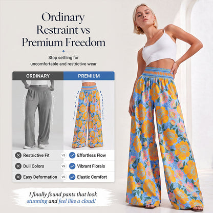 Women's Floral Print High-Waisted Wide-Leg Pants