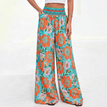 Women's Floral Print High-Waisted Wide-Leg Pants