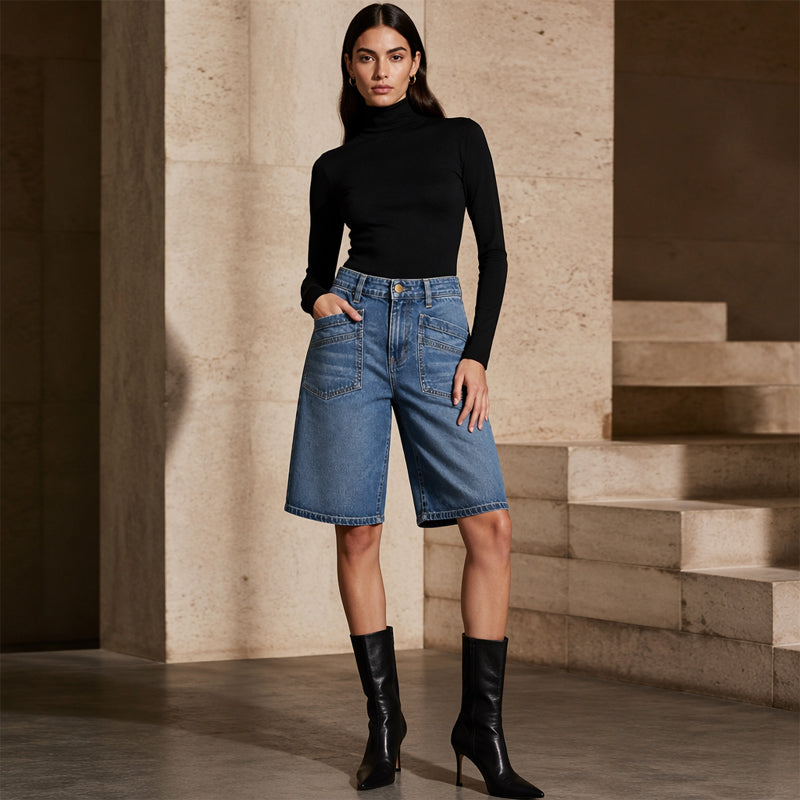 Women's Classic Straight-Leg Denim Crop Pants