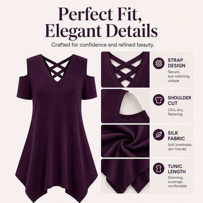 Women's Cold-Shoulder Criss Cross Top