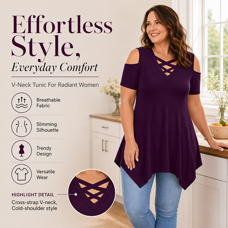 Women's Cold-Shoulder Criss Cross Top