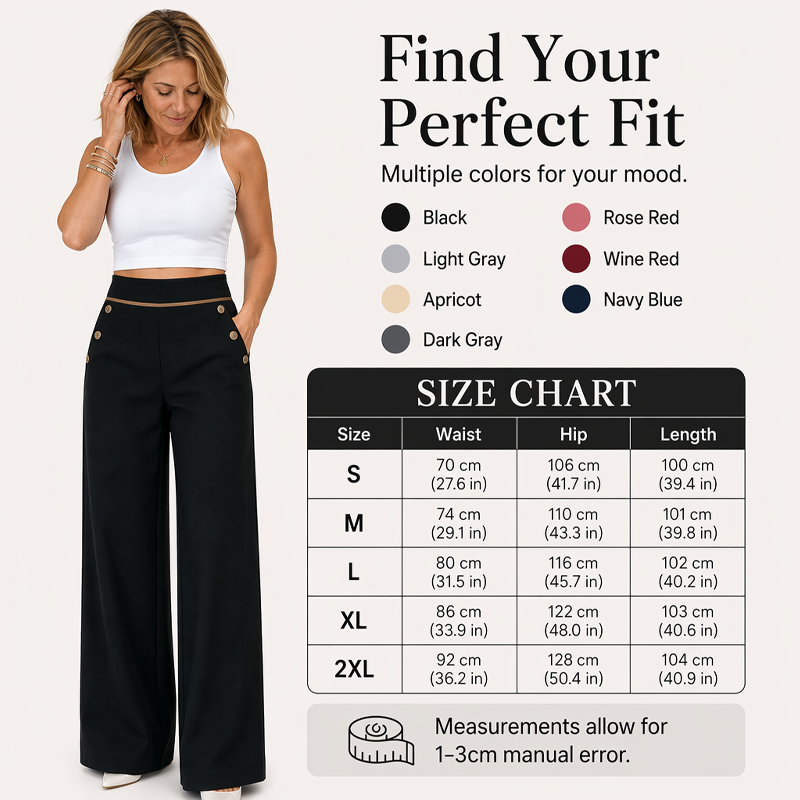 ⌛Limited-Time Offer-Women's High-Waisted Wide-Leg Pants with Contrast Trim