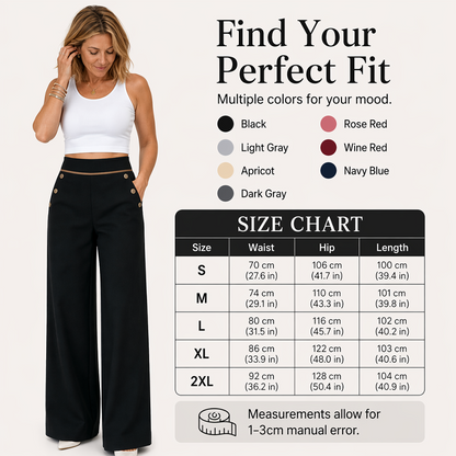 ⌛Limited-Time Offer-Women's High-Waisted Wide-Leg Pants with Contrast Trim