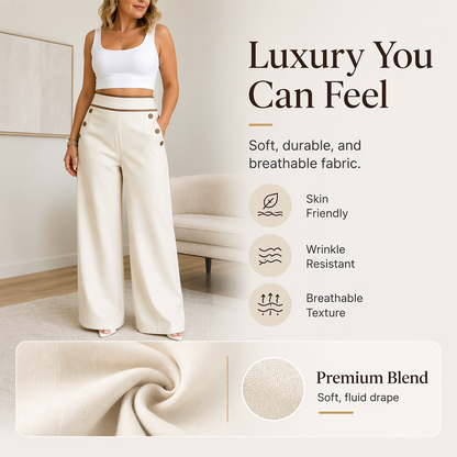 ⌛Limited-Time Offer-Women's High-Waisted Wide-Leg Pants with Contrast Trim