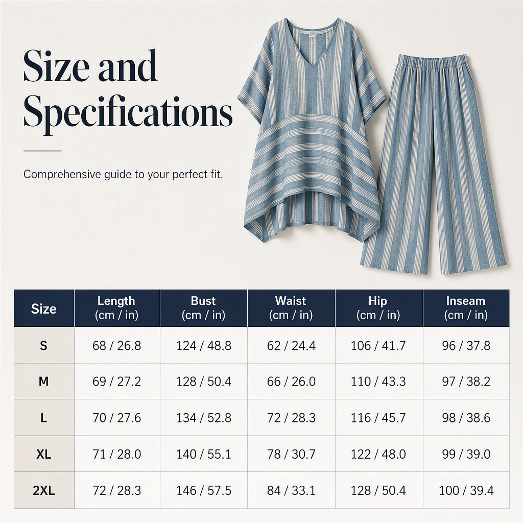 ⌛Limited-Time Offer-Women's Loose V-Neck Striped 2-Piece Casual Set