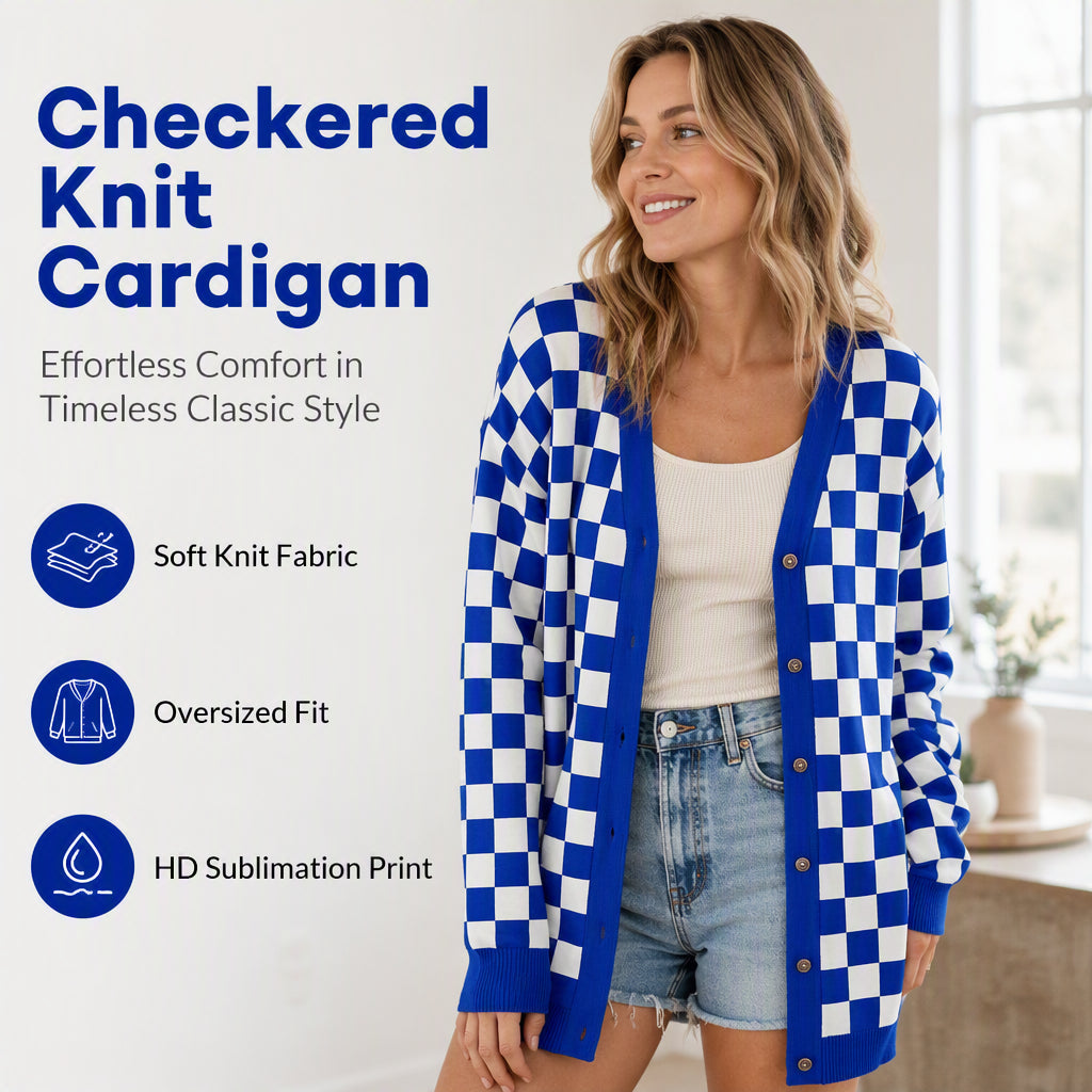 ⌛Limited-Time Offer-Women's Long Sleeve Plaid Knit Cardigan