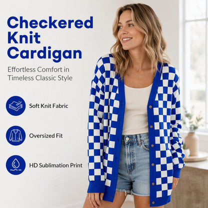 ⌛Limited-Time Offer-Women's Long Sleeve Plaid Knit Cardigan