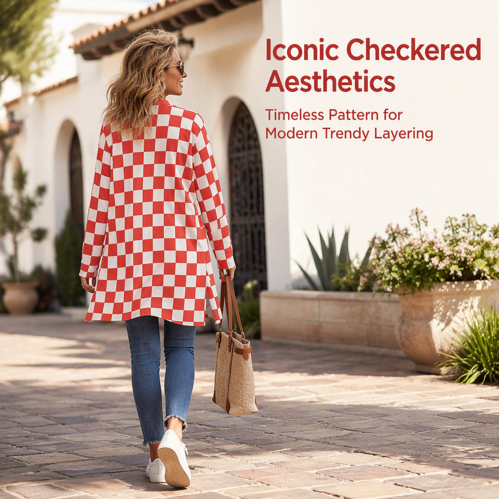 ⌛Limited-Time Offer-Women's Long Sleeve Plaid Knit Cardigan
