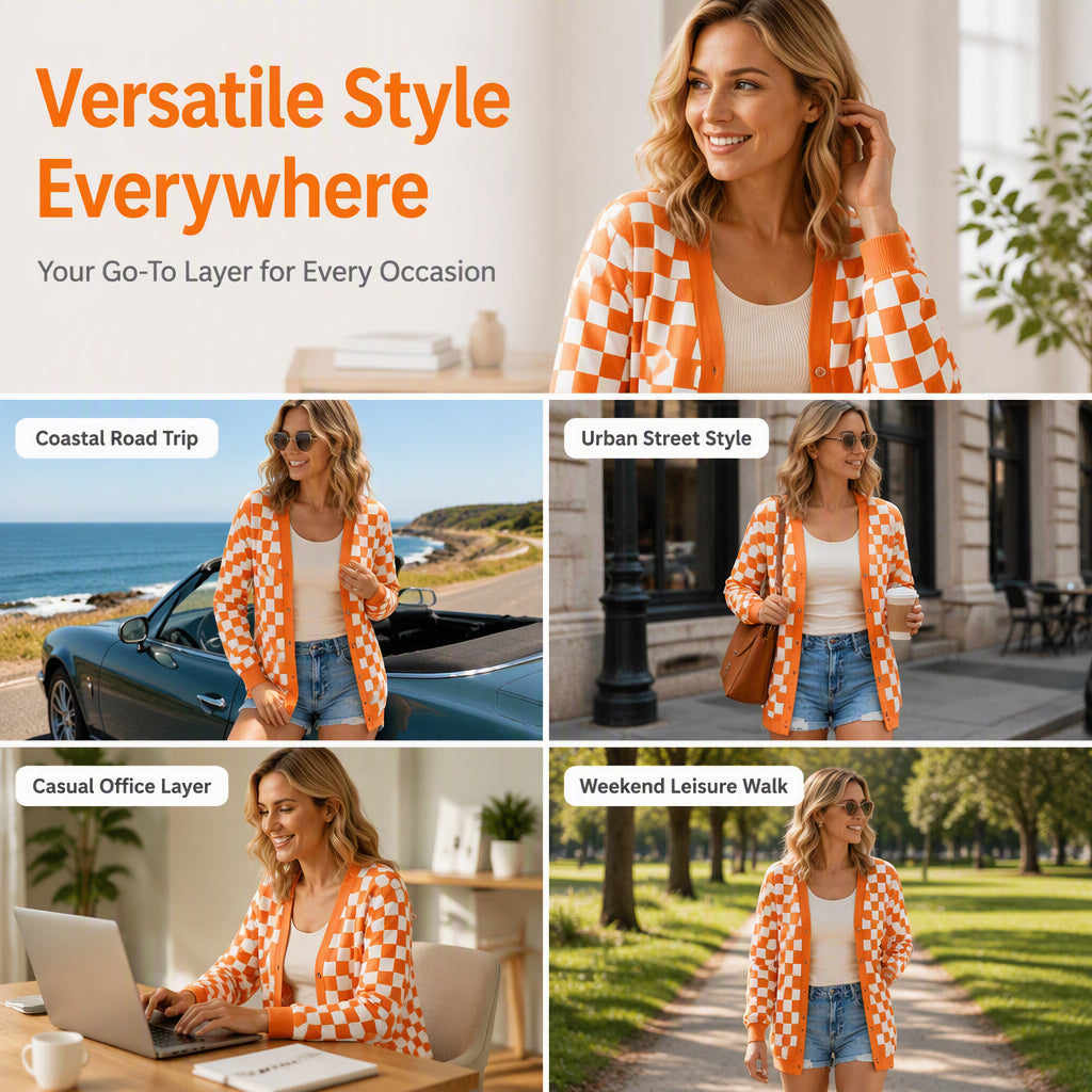 ⌛Limited-Time Offer-Women's Long Sleeve Plaid Knit Cardigan