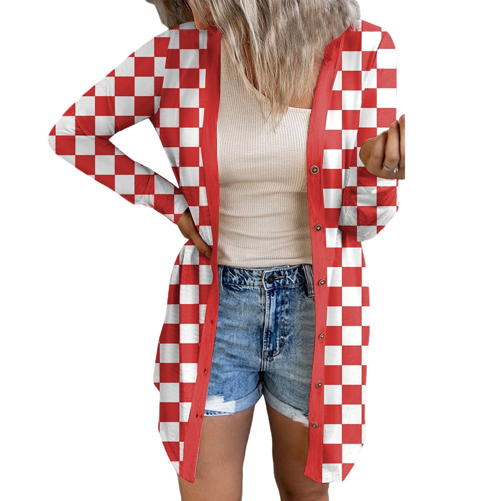 ⌛Limited-Time Offer-Women's Long Sleeve Plaid Knit Cardigan
