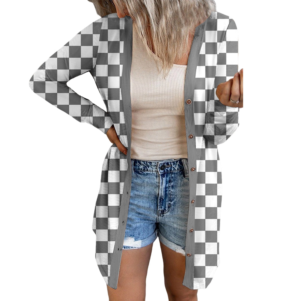 ⌛Limited-Time Offer-Women's Long Sleeve Plaid Knit Cardigan