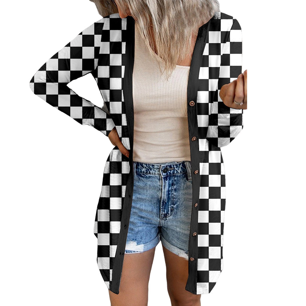 ⌛Limited-Time Offer-Women's Long Sleeve Plaid Knit Cardigan