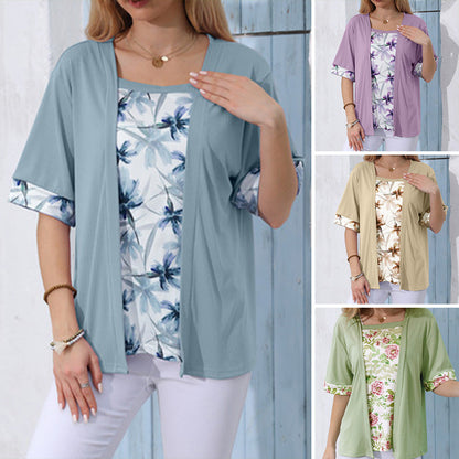 ⌛Limited-Time Offer-Floral Printed Mock 2-Piece Top