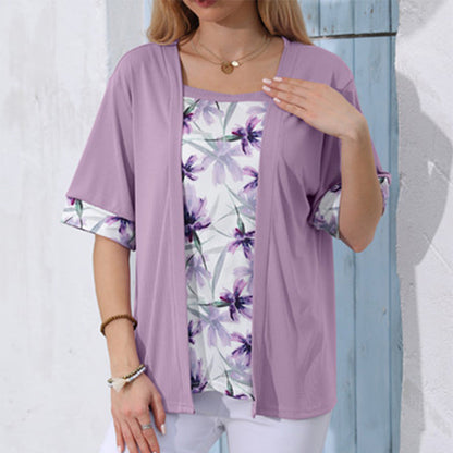 ⌛Limited-Time Offer-Floral Printed Mock 2-Piece Top