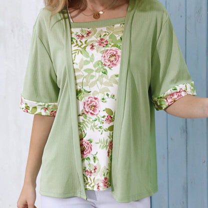 ⌛Limited-Time Offer-Floral Printed Mock 2-Piece Top