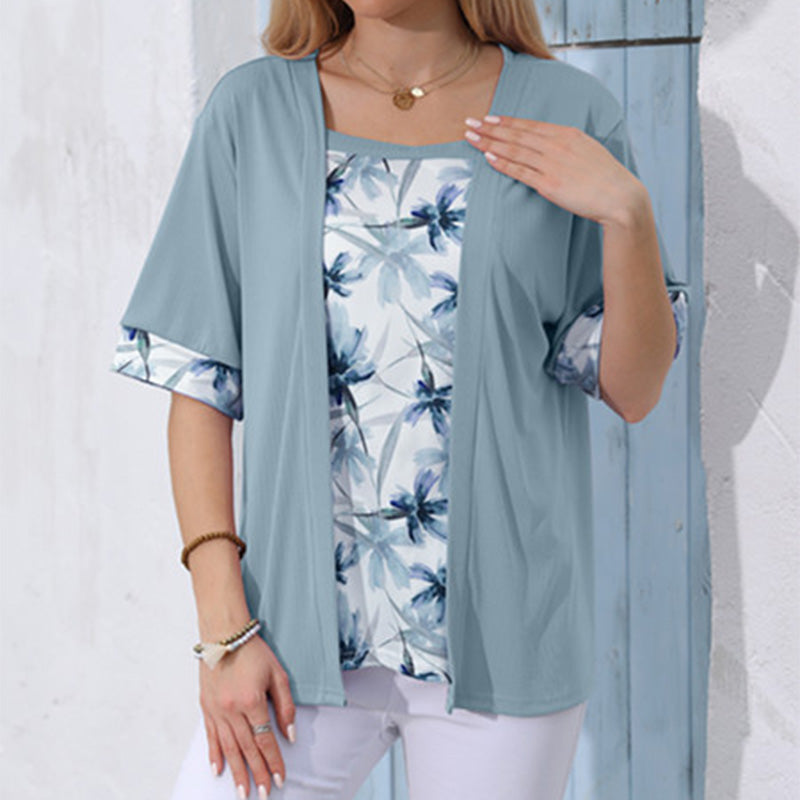 ⌛Limited-Time Offer-Floral Printed Mock 2-Piece Top