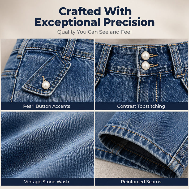 ⌛Limited-Time Offer-Women's High Waisted Knee Length Jean Shorts
