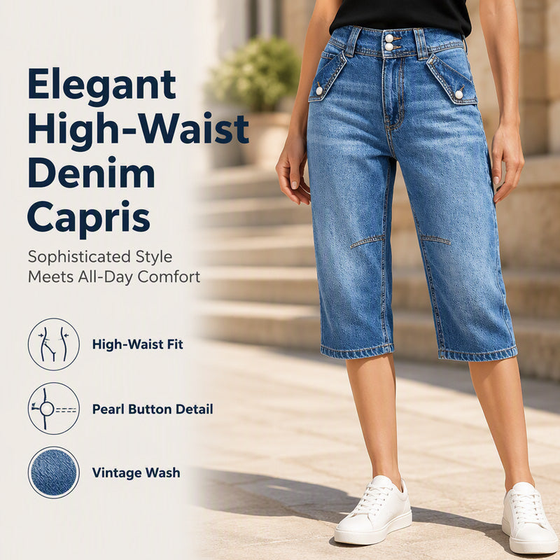 ⌛Limited-Time Offer-Women's High Waisted Knee Length Jean Shorts