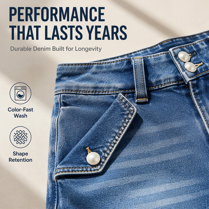 ⌛Limited-Time Offer-Women's High Waisted Knee Length Jean Shorts