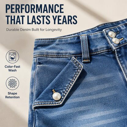 ⌛Limited-Time Offer-Women's High Waisted Knee Length Jean Shorts