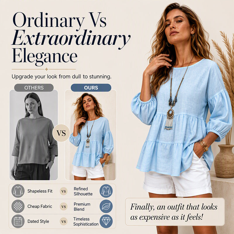 Women's Summer Lantern Sleeve Tiered Ruffle Blouse