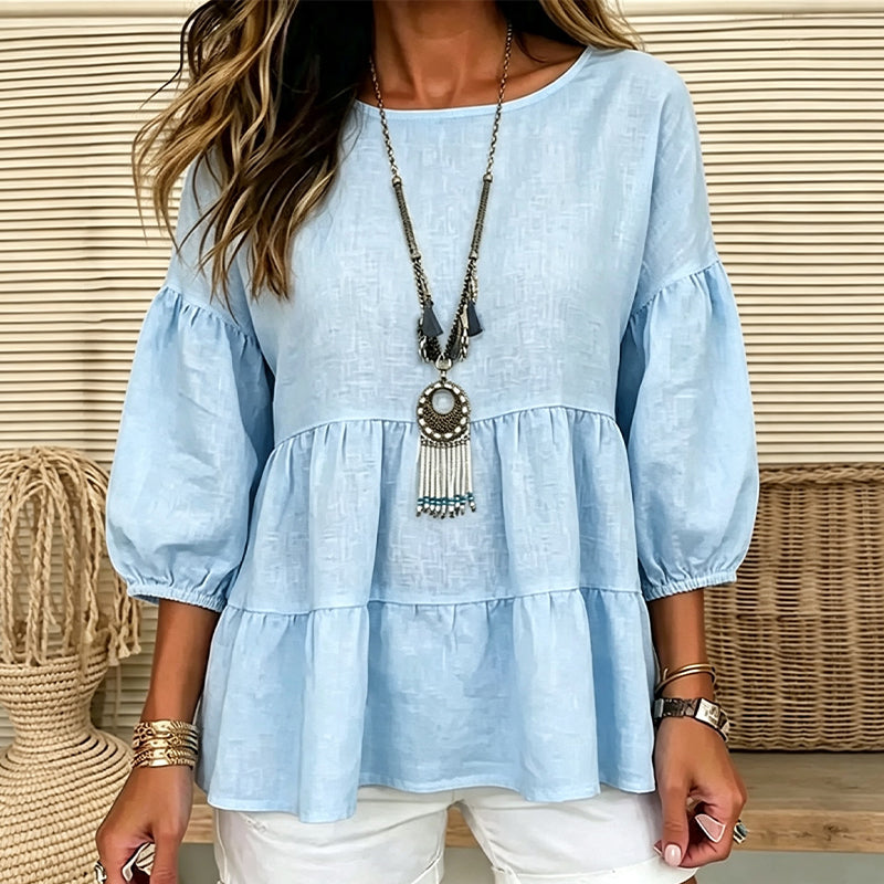 Women's Summer Lantern Sleeve Tiered Ruffle Blouse