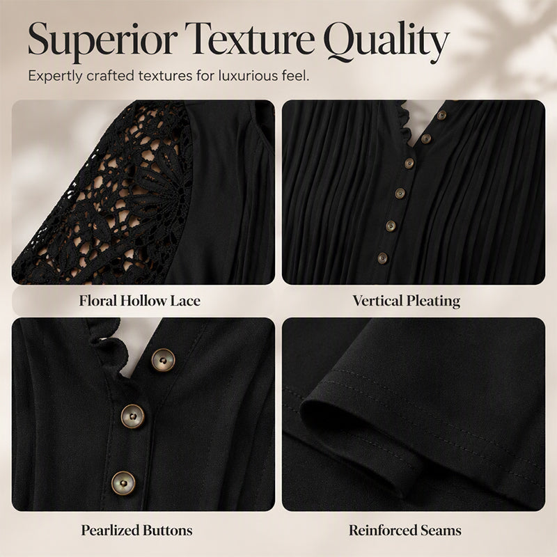 Women's Casual Lace Long-Sleeved V-Neck Top