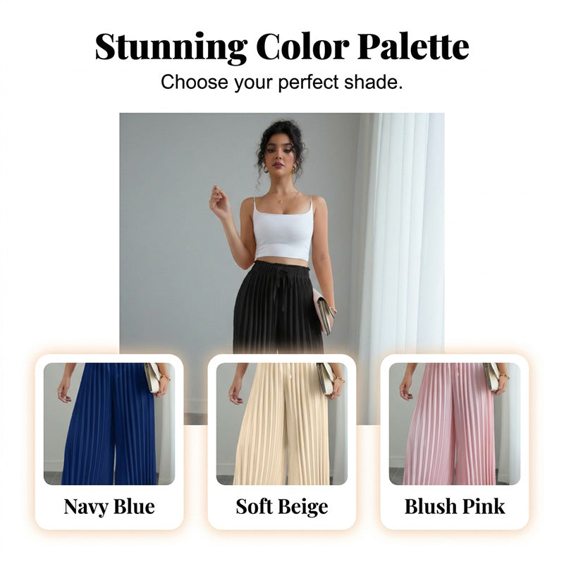 Best Seller🔥 👖 Pleated wide-leg pants with an adjustable drawstring – soft drape and wrinkle-free elegance