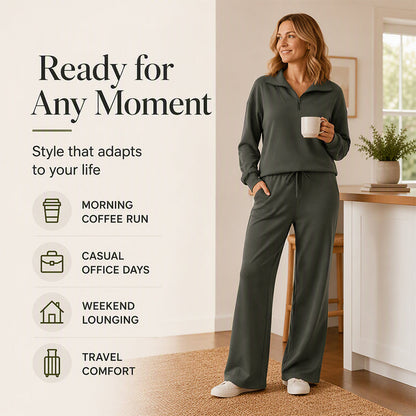 ✨🛍️Fresh Drop - Button-Front Top & Wide-Leg Set – Clean Lines & Breezy Comfort for Work or Weekend 🍃