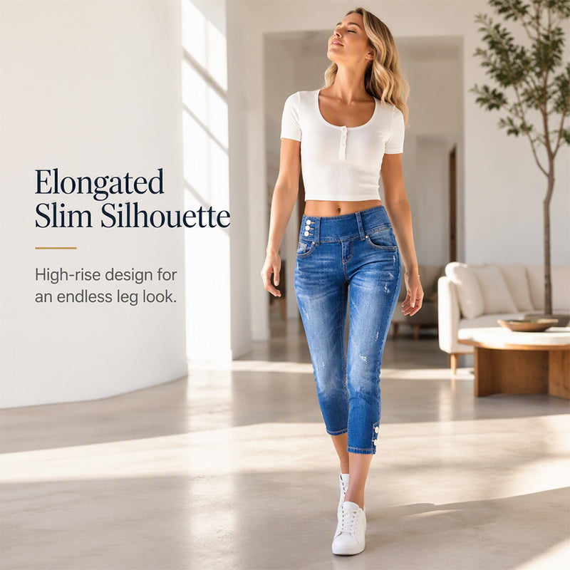 ⌛Limited-Time Offer-Women’s High Waisted Slim Fit Cropped Jeans