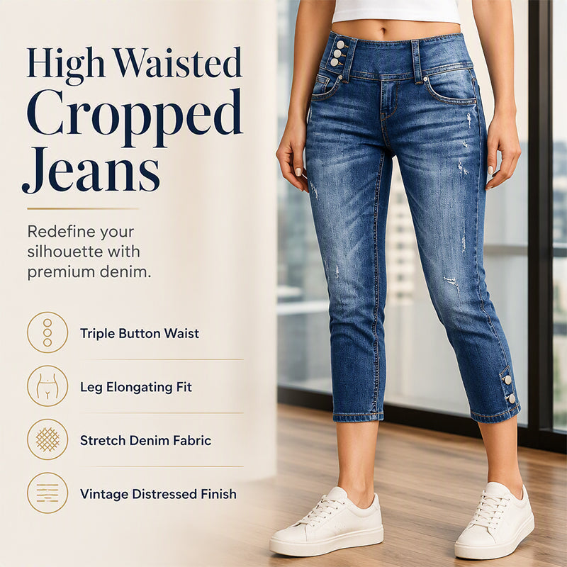 ⌛Limited-Time Offer-Women’s High Waisted Slim Fit Cropped Jeans