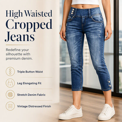 ⌛Limited-Time Offer-Women’s High Waisted Slim Fit Cropped Jeans