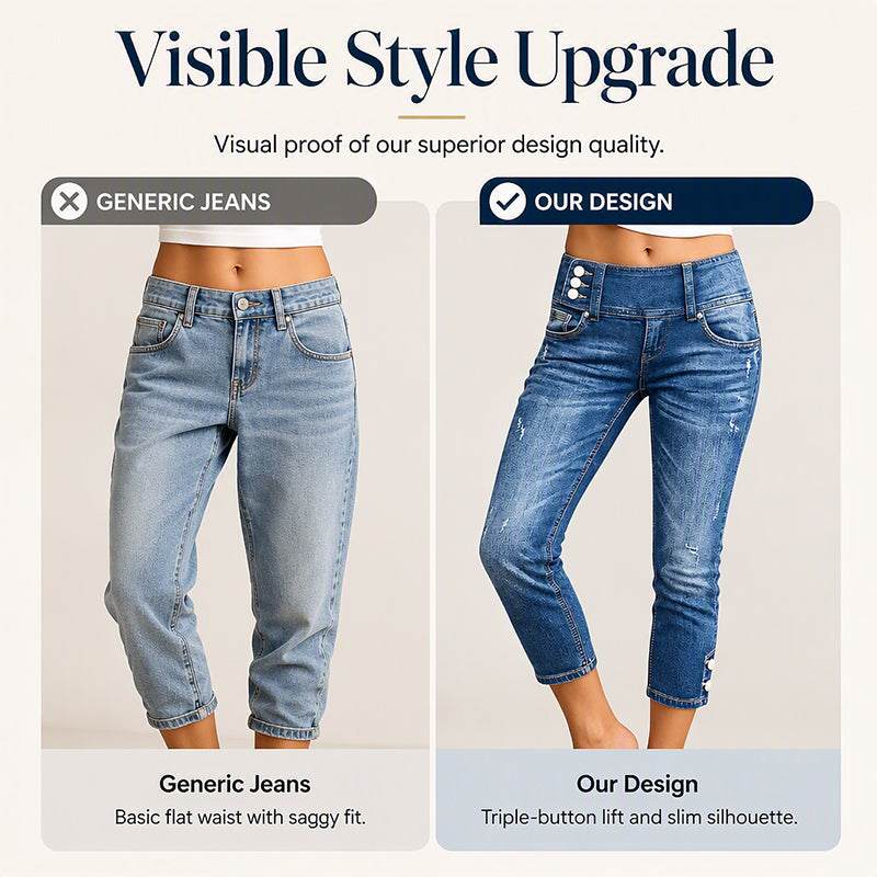 ⌛Limited-Time Offer-Women’s High Waisted Slim Fit Cropped Jeans