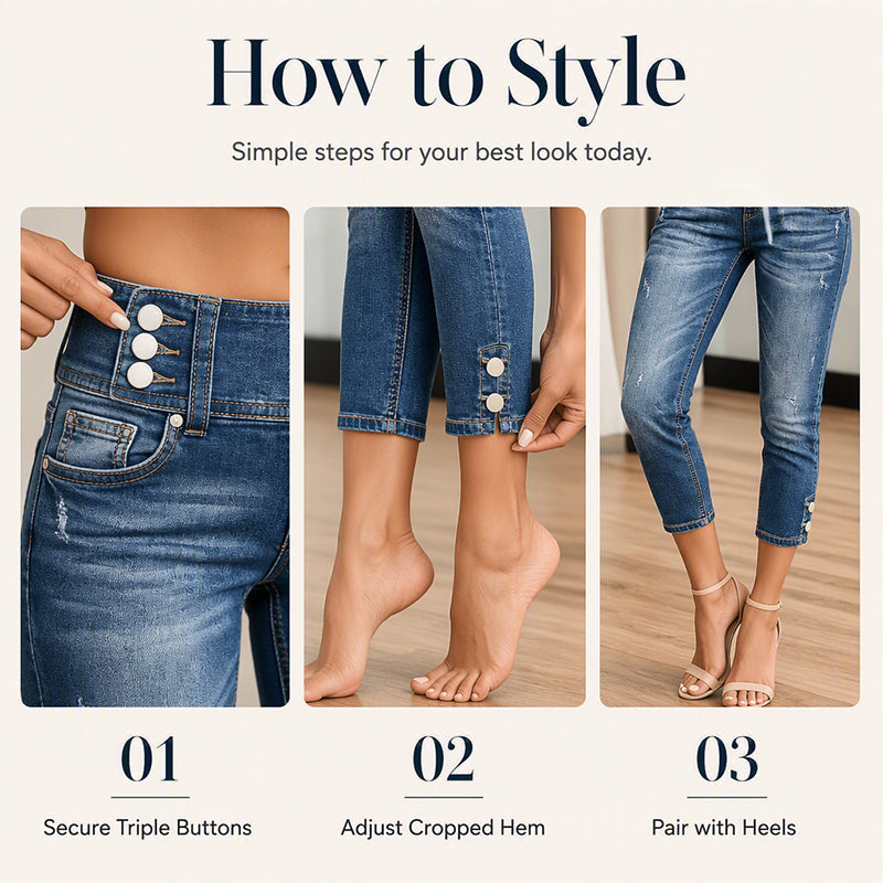 ⌛Limited-Time Offer-Women’s High Waisted Slim Fit Cropped Jeans