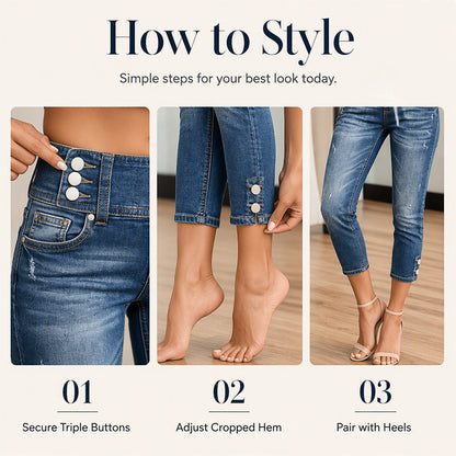 ⌛Limited-Time Offer-Women’s High Waisted Slim Fit Cropped Jeans
