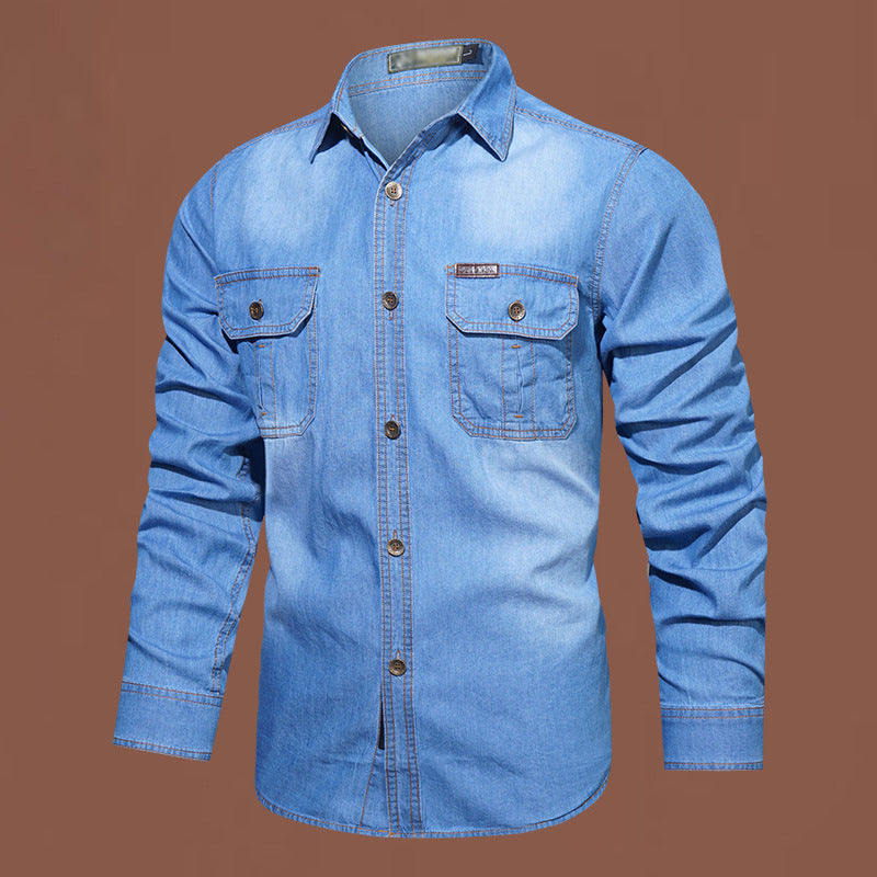 Men's Casual Long Sleeve Denim Shirt 