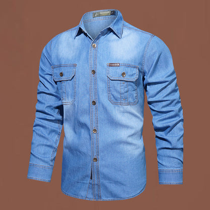 Men's Casual Long Sleeve Denim Shirt 