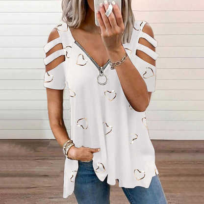 Bestseller💕 Cold Shoulder Tee – Trendy Cutout & Easy Pairing for Every Look